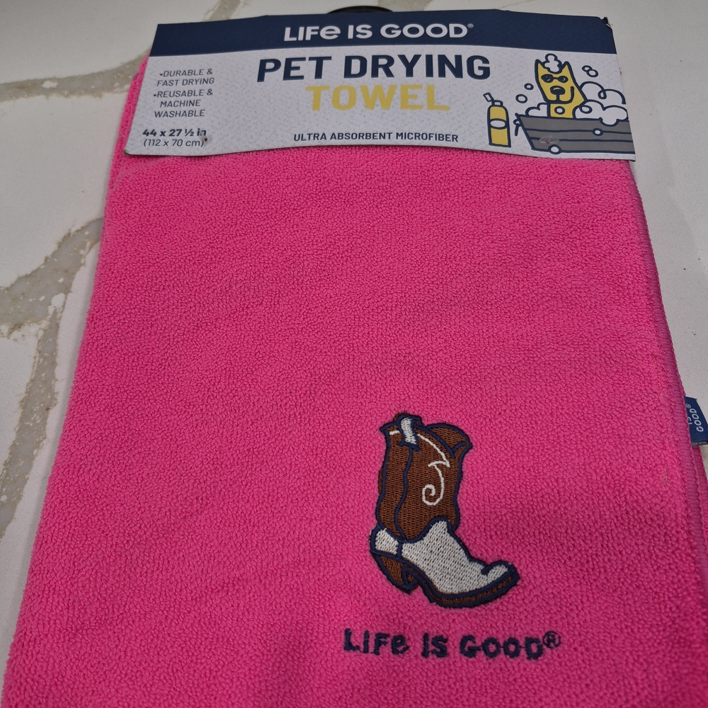 Life Is Good Bright Pink Pet Towel